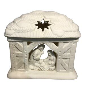 Partylite Tealight Holder Nativity Scene O Holy Night Porcelain Candle Holder W